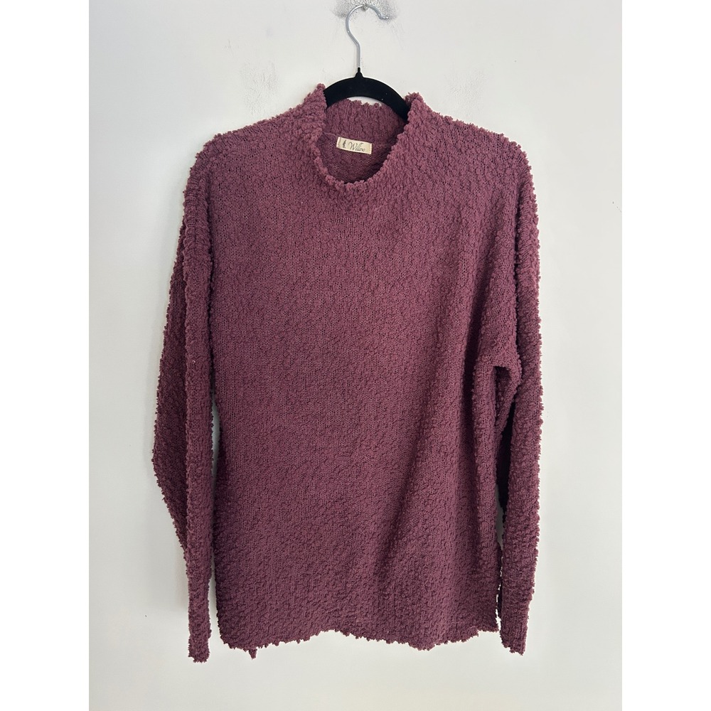 Willow Womens Popcorn Knit Mock Neck Sweater Plum Purple Size Large Long Sleeve